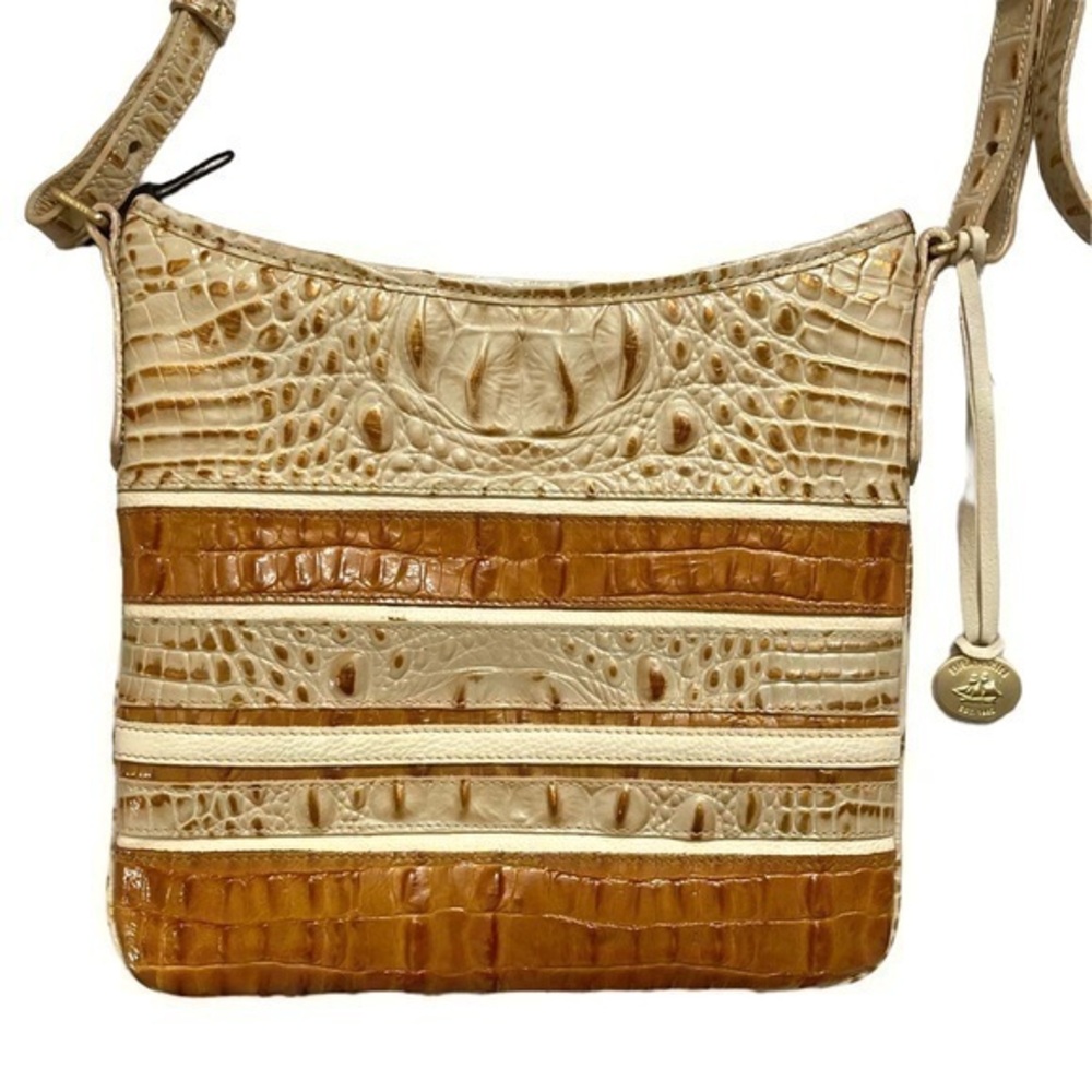 Brahmin Croc Embossed Muslin Vineyard Genuine Leather Cross Body Bag
